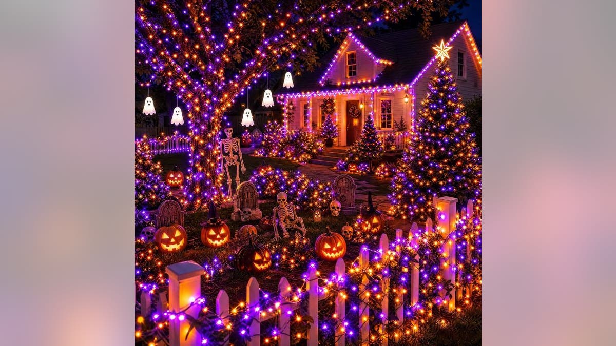 A 100-foot strand of lights can cover your large front yard.