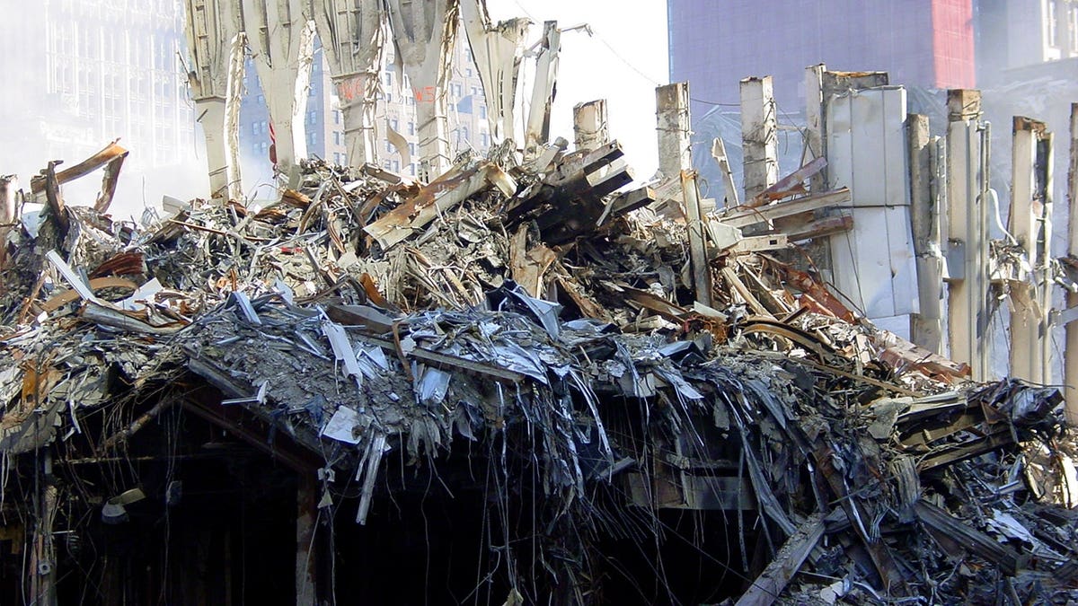 Rubble from the aftermath of Sept. 11 attacks.