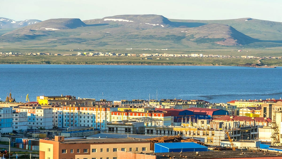 View of Russian and Alaskan towns