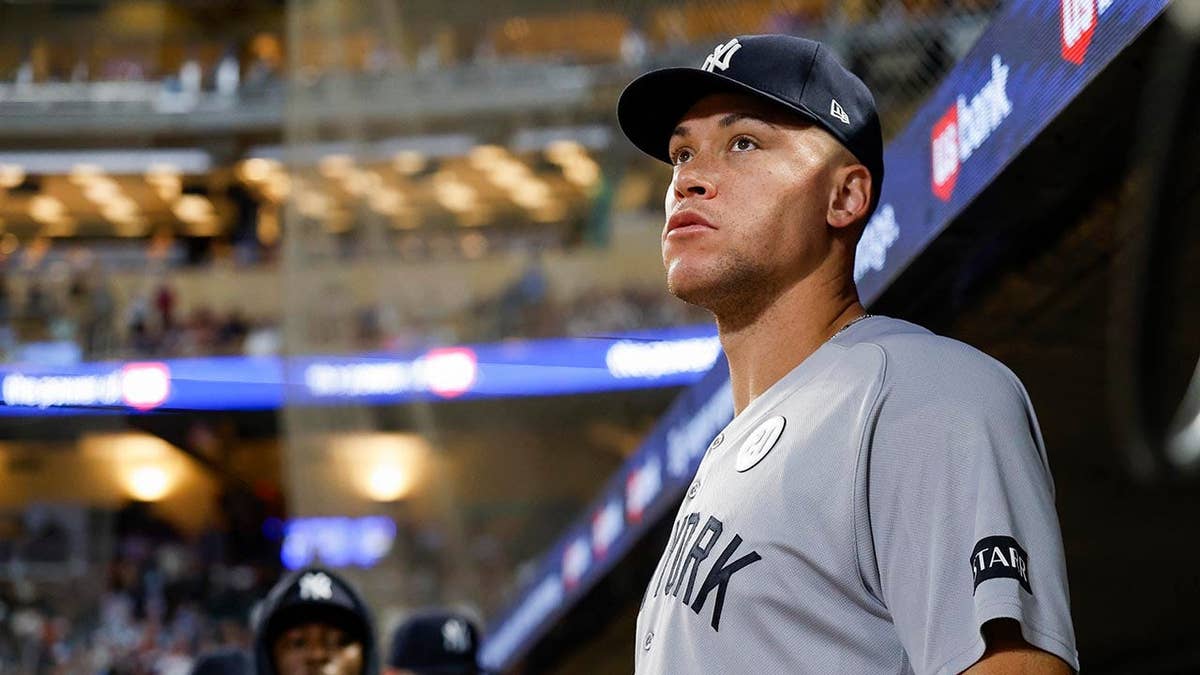 Aaron Judge looking on during a New York Yankees game