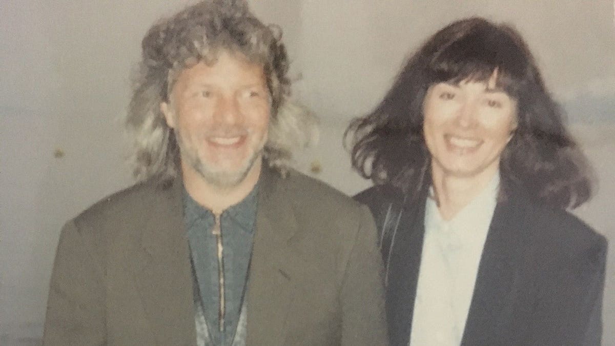 Alison Papworth smiling with her late husband.