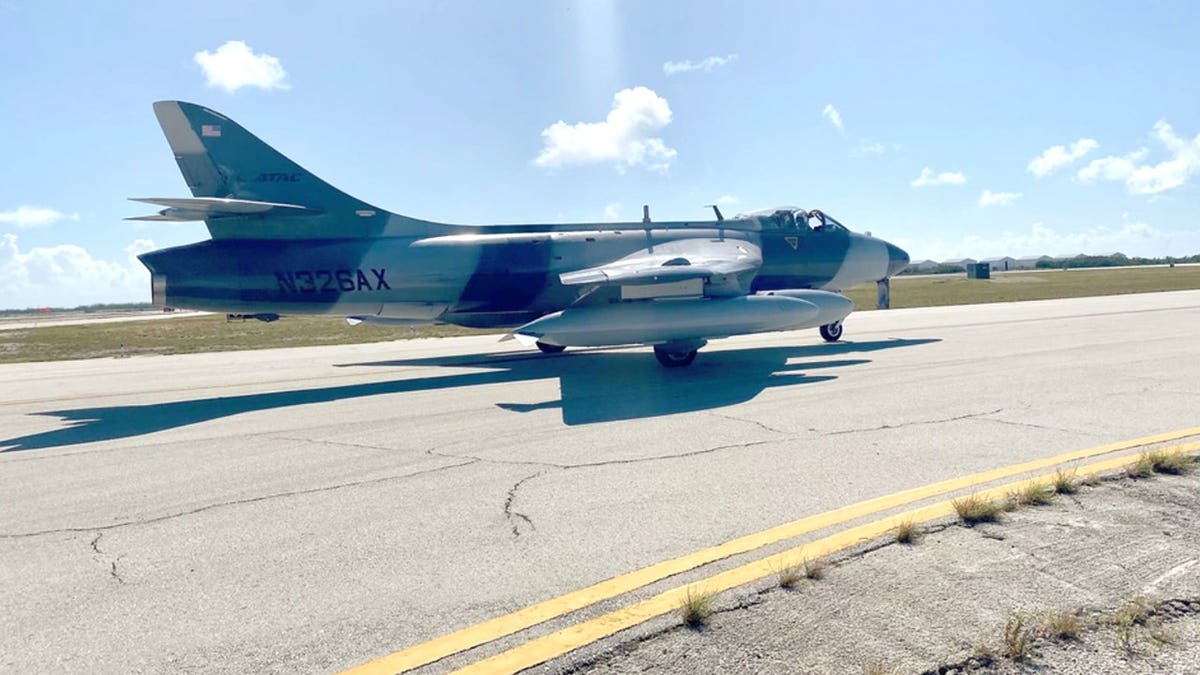 View of MK-58 Hawker Hunter on runway