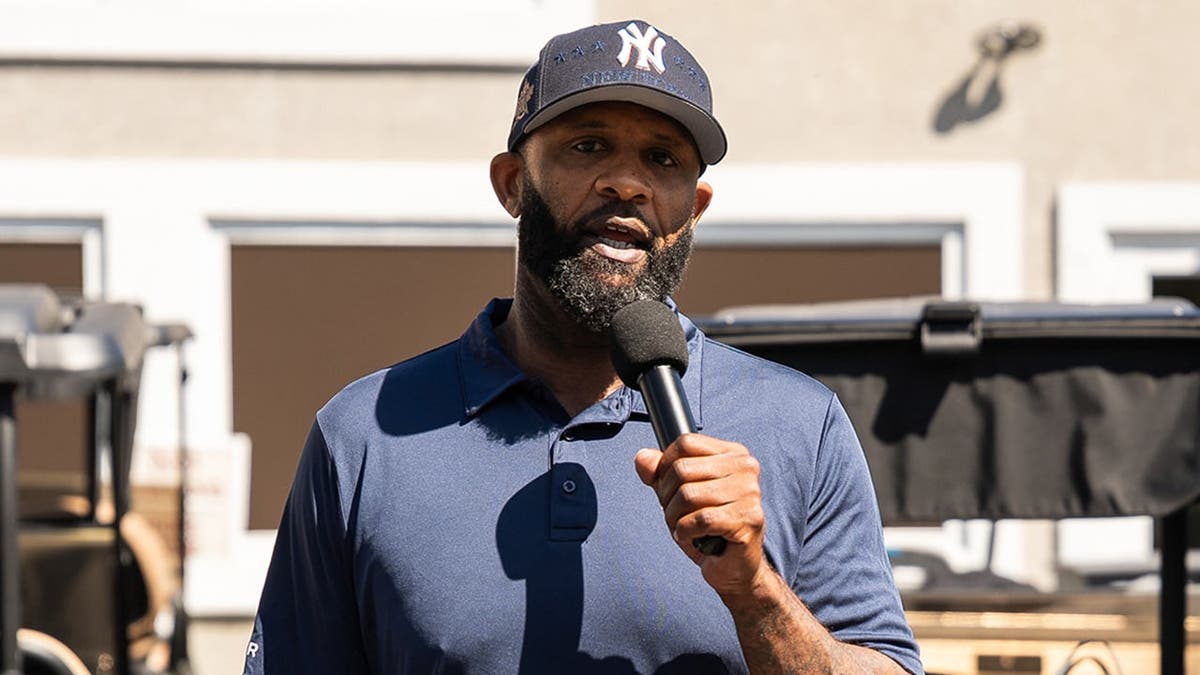 CC Sabathia during golf outing speech