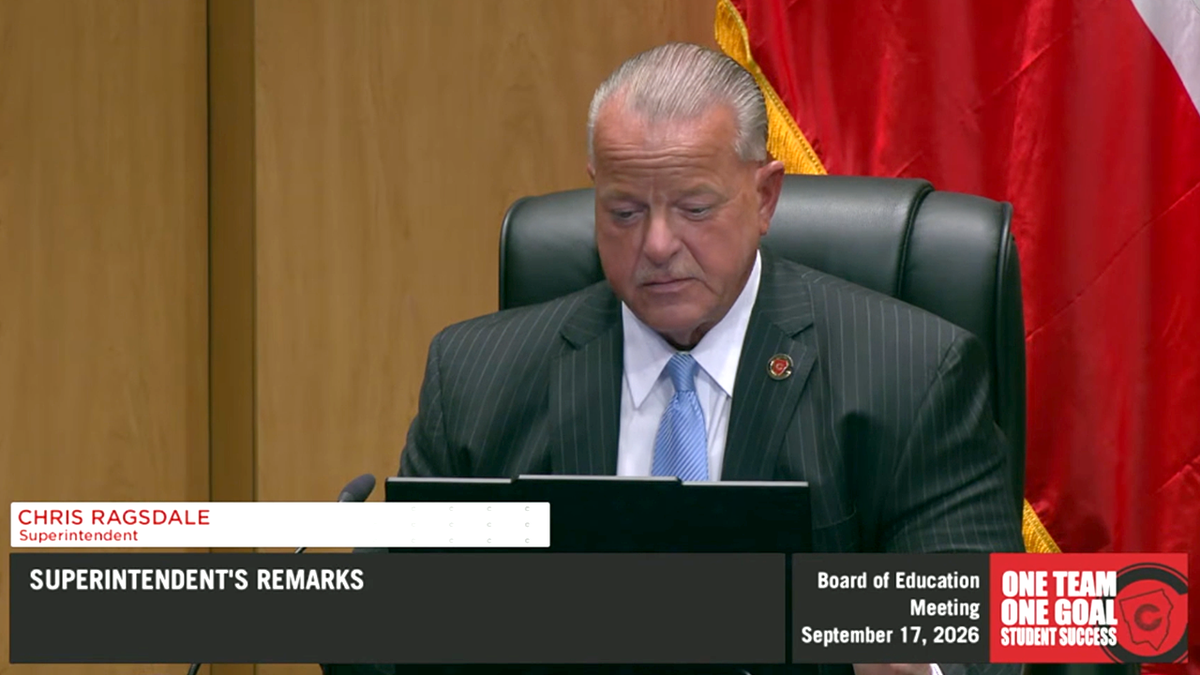 Cobb County Superintendent Chris Ragsdale speaks during Board of Education meeting.