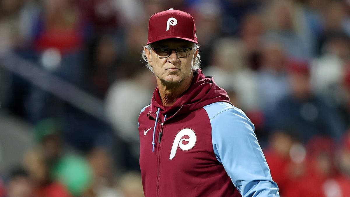 Don Mattingly looks on during a game at Citizens Bank Park.