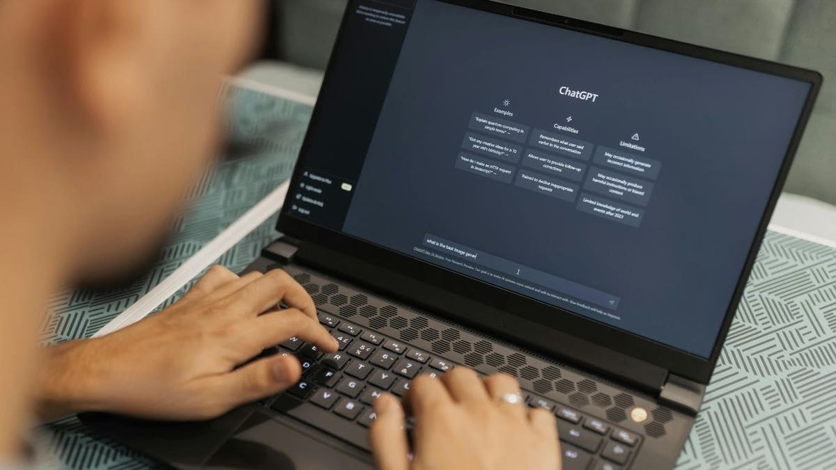 A person on a computer
