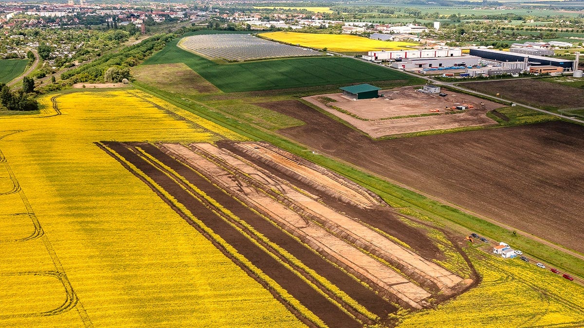 Aerial site of medieval settlement remains