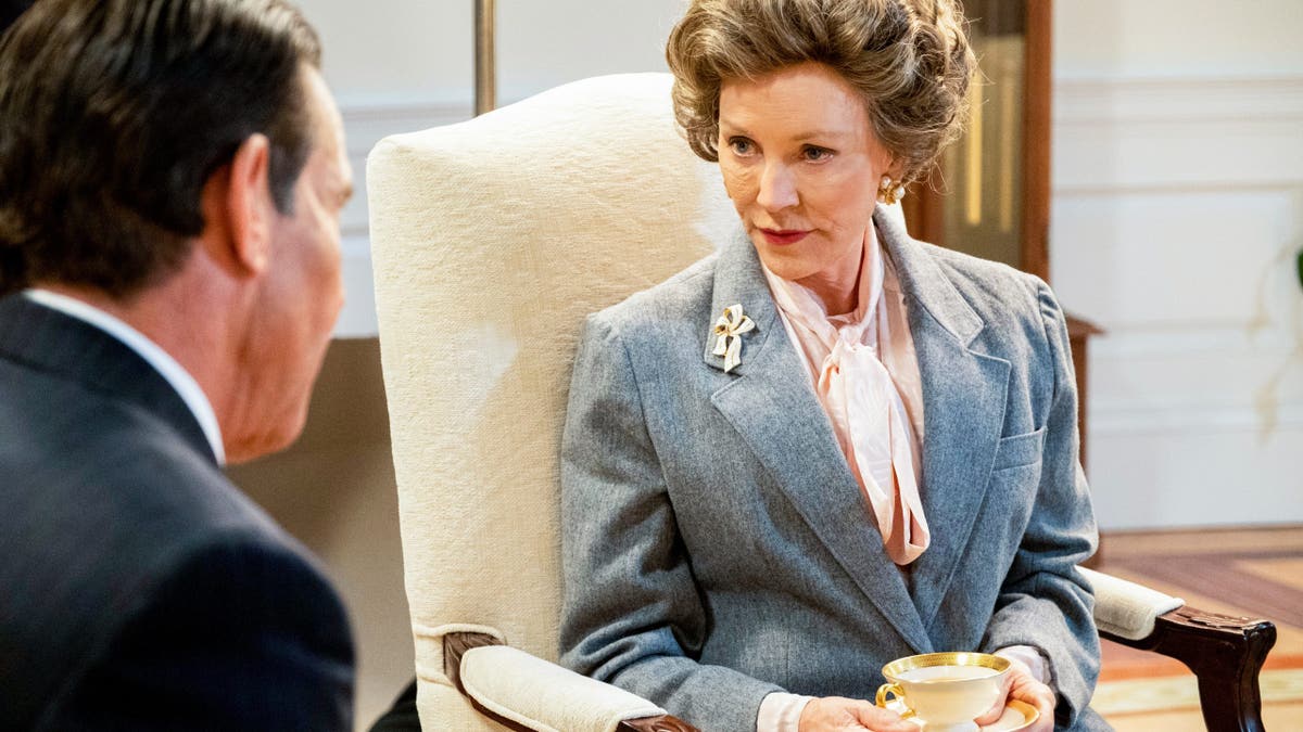 Actress Lesley-Anne Down in the role of Margaret Thatcher.