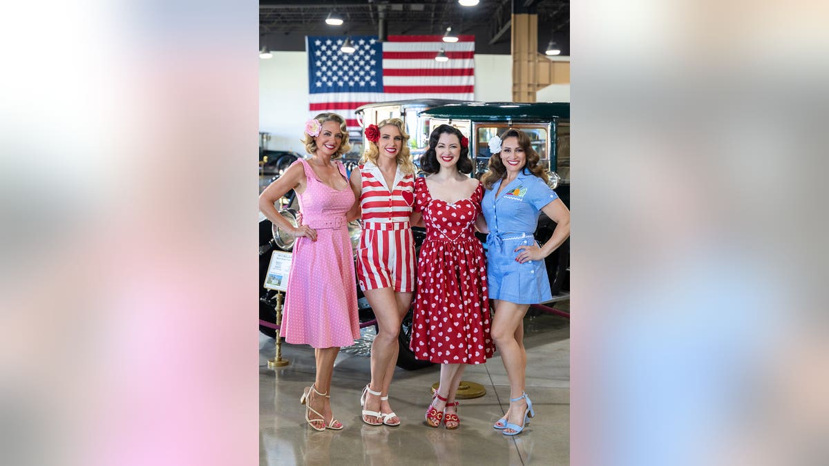 Gina Elise with Pin-Ups for Vets models posing like old Hollywood stars.