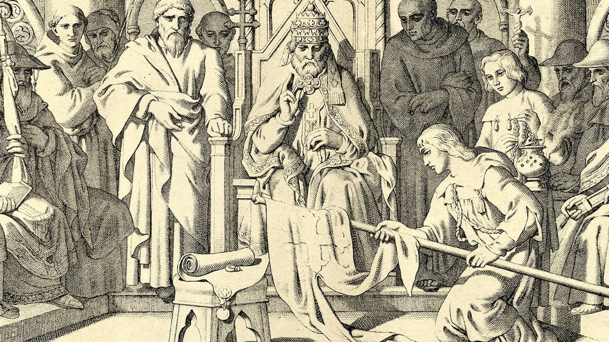 Depiction of Pope Alexander II next to William the Conqueror