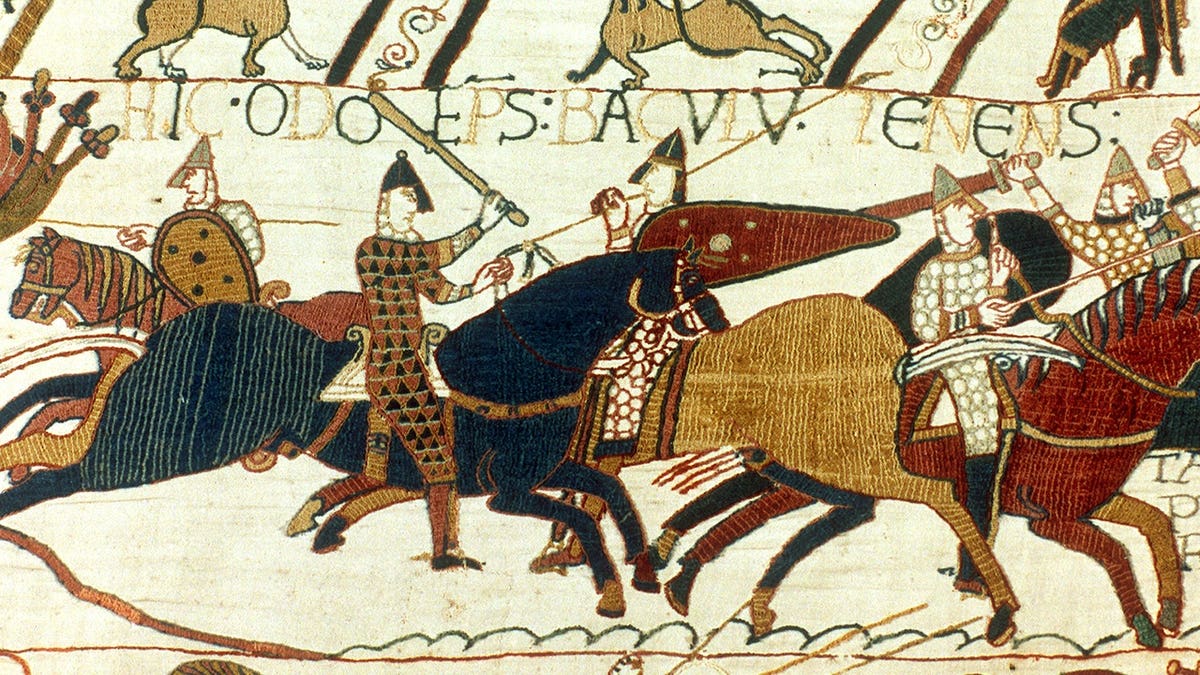 Depiction of Battle of Hastings on Bayeux tapestry