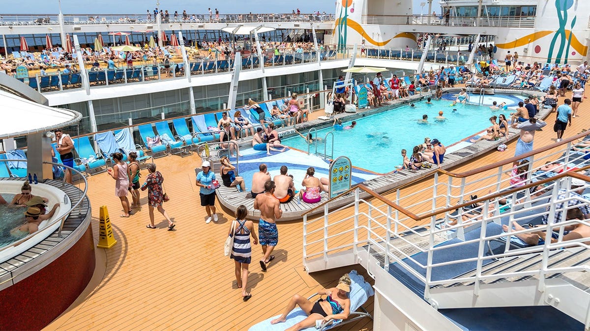 View of crowded NCL cruise with hot tub View of crowded NCL cruise with hot tub