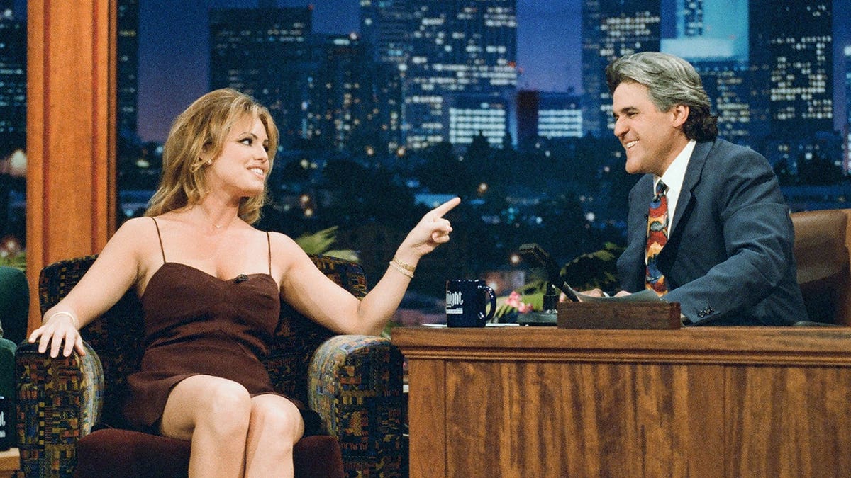 Sandra Taylor during an interview with Jay Leno on The Tonight Show.
