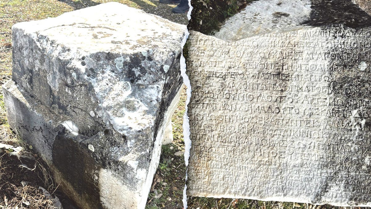 View of ancient inscriptions at archaeological site