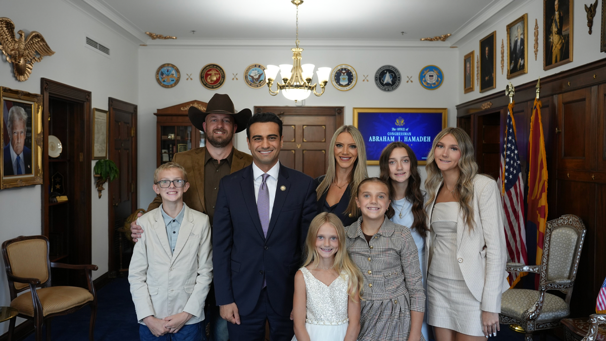 Rep. Abe Hamadeh stands with Kayleigh Kozak and her family in his congressional office