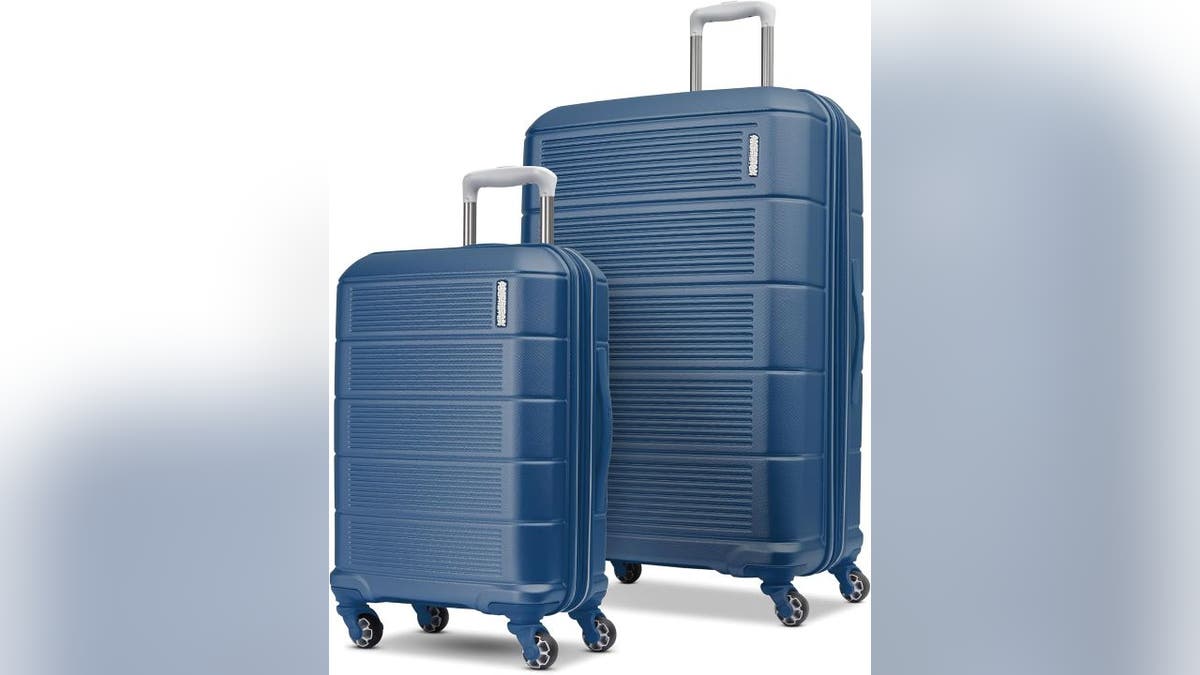 These hardshell suitcases are durable and colorful.