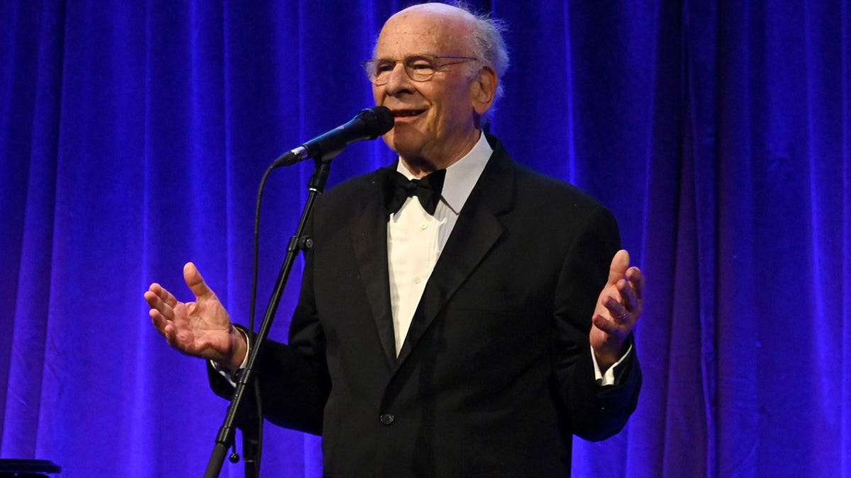 Art Garfunkel speaks onstage during a celebration event in New York City.