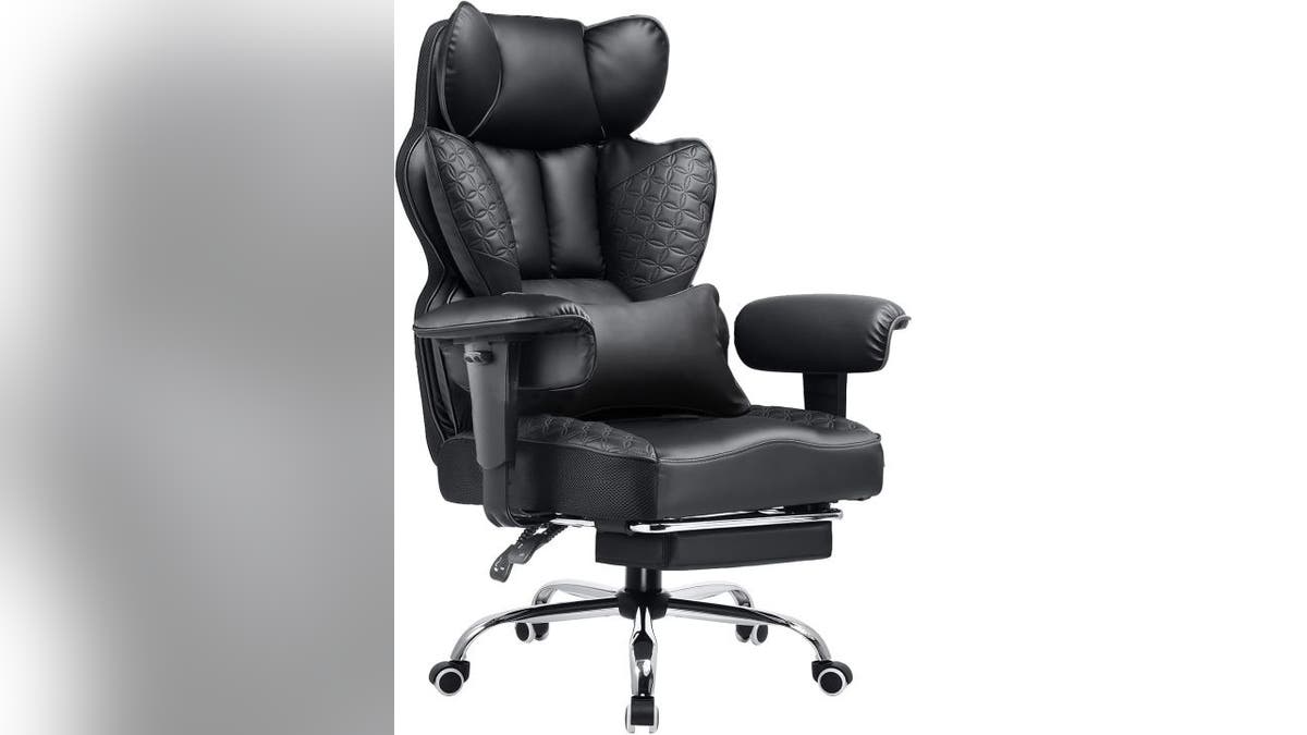 Padding and faux leather give you a comfortable, polished-looking chair.