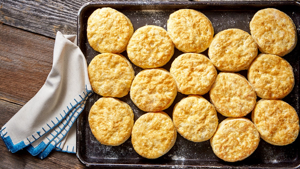 Fifteen biscuits are shown from above.