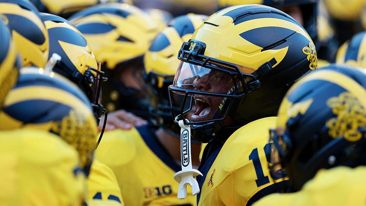 Bryce Underwood #19 of the Michigan Wolverines