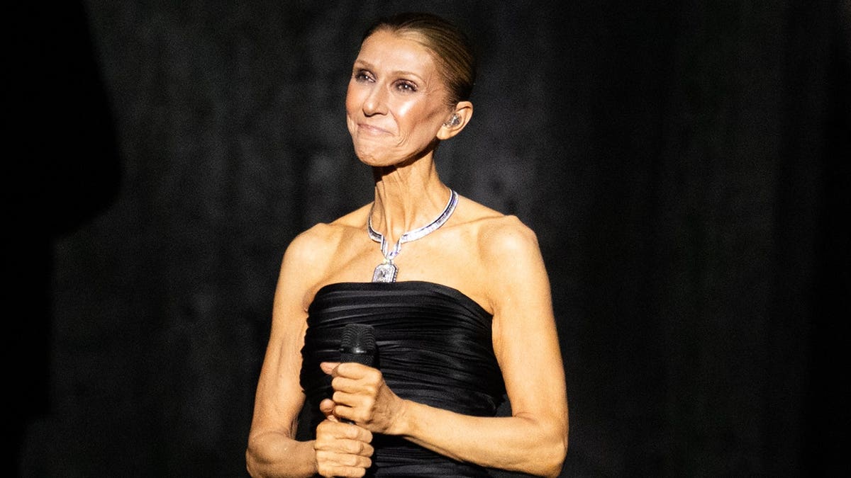 Celine Dion performs onstage at Paris La Defense Arena.