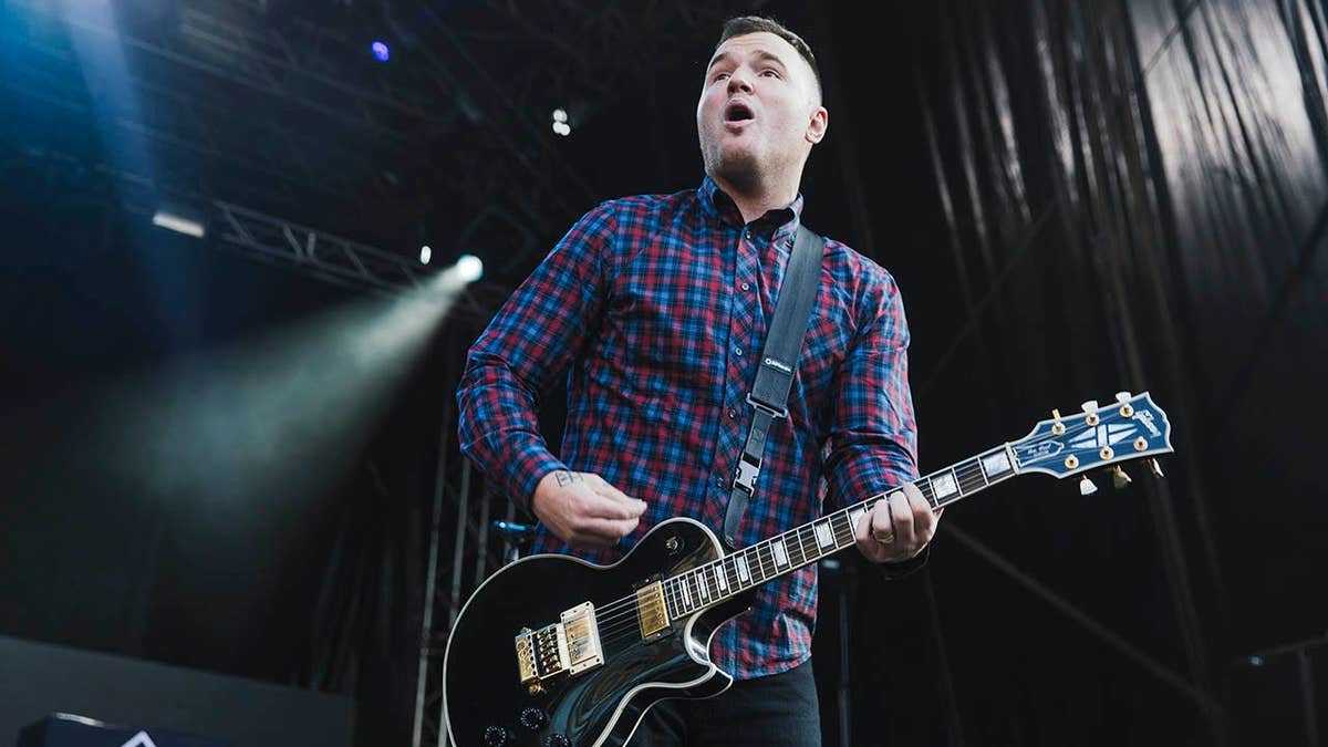 Chad Gilbert of New Found Glory performs on stage at Slam Dunk Festival.