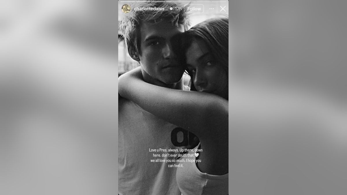 Charlotte D'Alessio and Presley Gerber hug