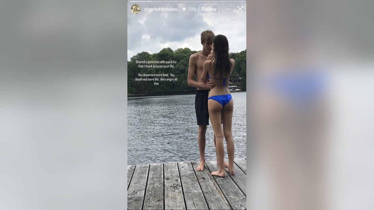 Charlotte D'Alessio and Presley Gerber on a dock