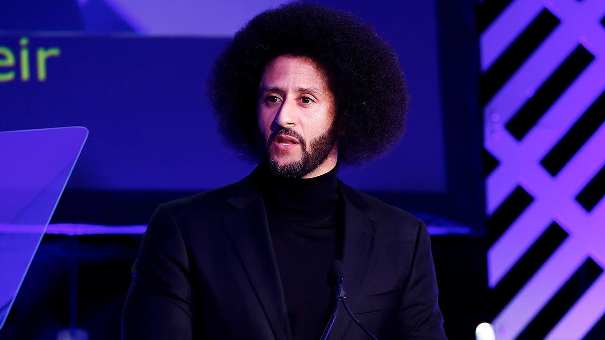 Colin Kaepernick speaks after receiving the ACLU Ralph Ellison Award at Washington Hilton.