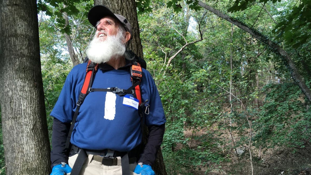 Dale Grey Beard Sanders, 82, poses along the Appalachian Trail.