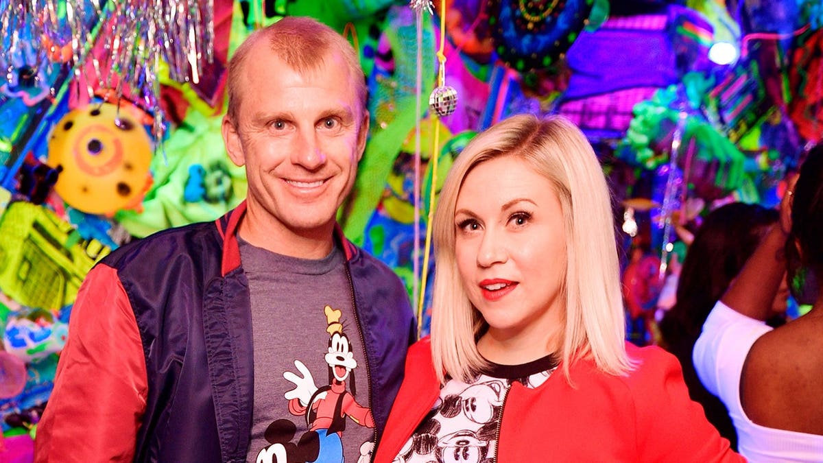 David Eckstein and Ashley Eckstein attend Kenny Scharf's Cosmic Cavern opening in San Francisco.