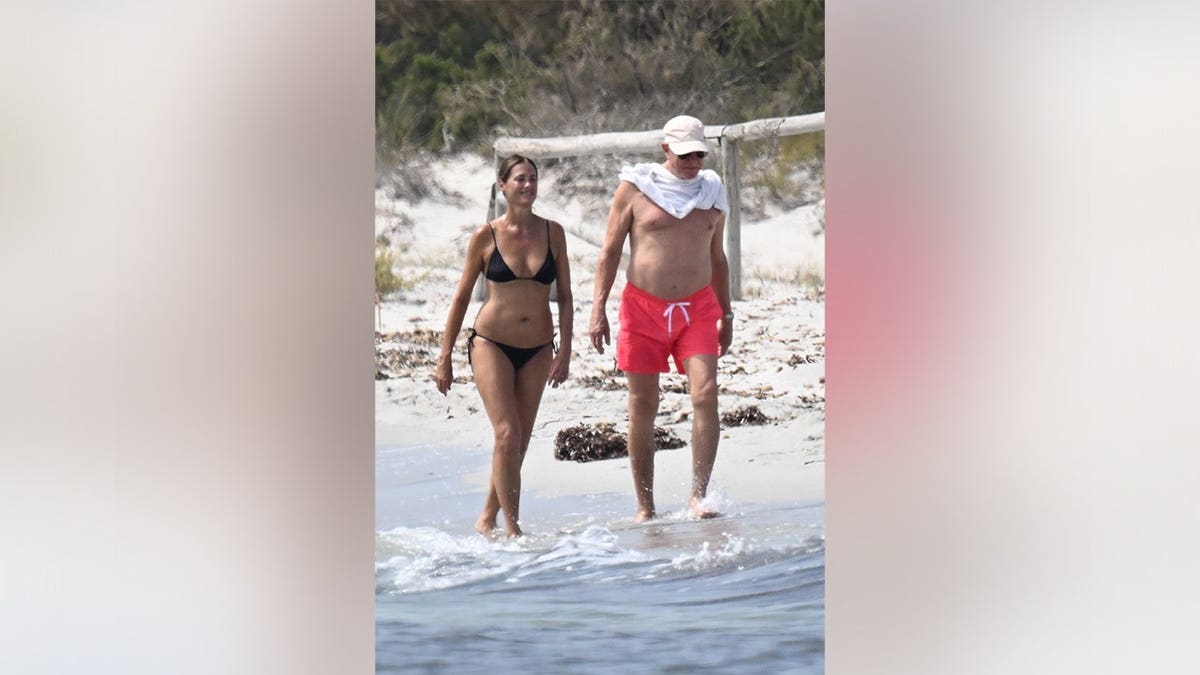 Simon Le Bon and his wife, Yasmin Le Bon, on vacation in Sardinia, Italy.