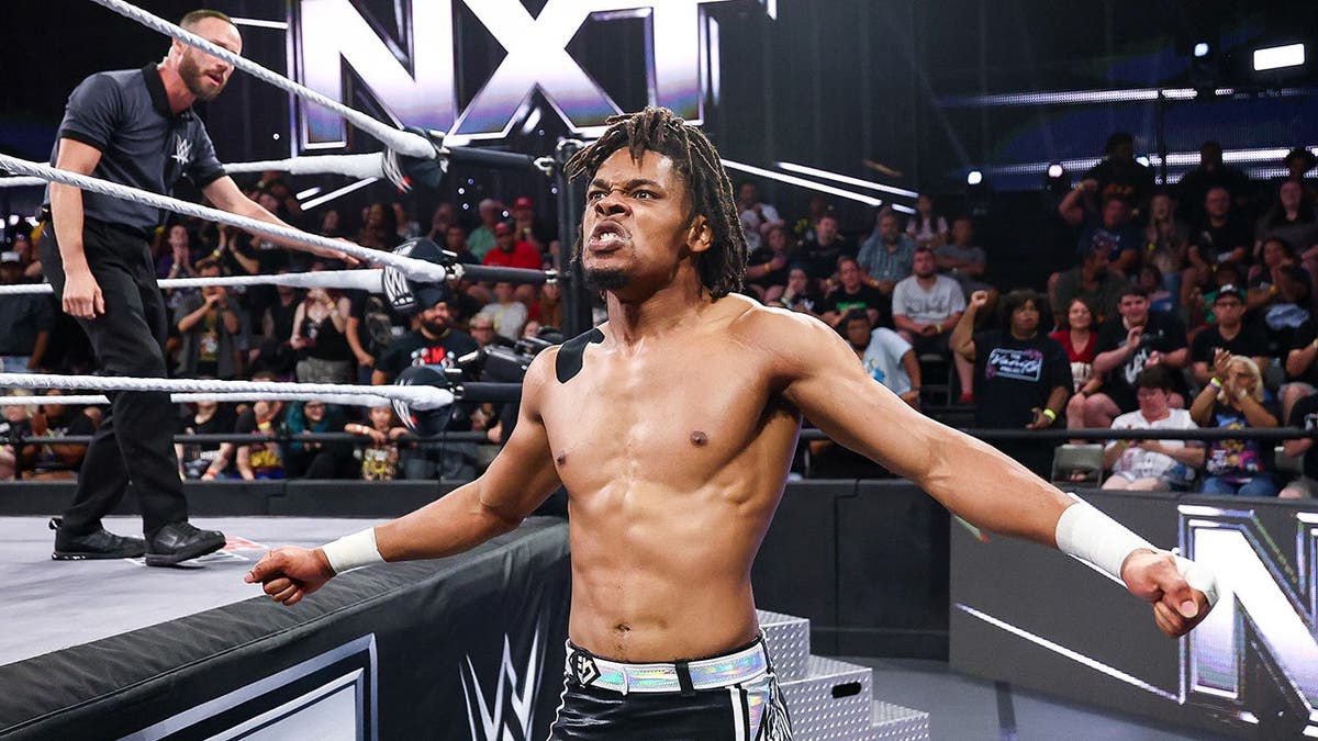 EK Prosper looks on during NXT at the WWE Performance Center.