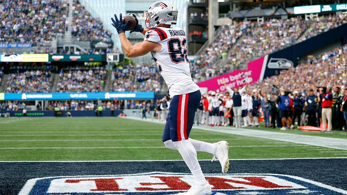 Eli Raridon catches a touchdown pass during the second quarter.