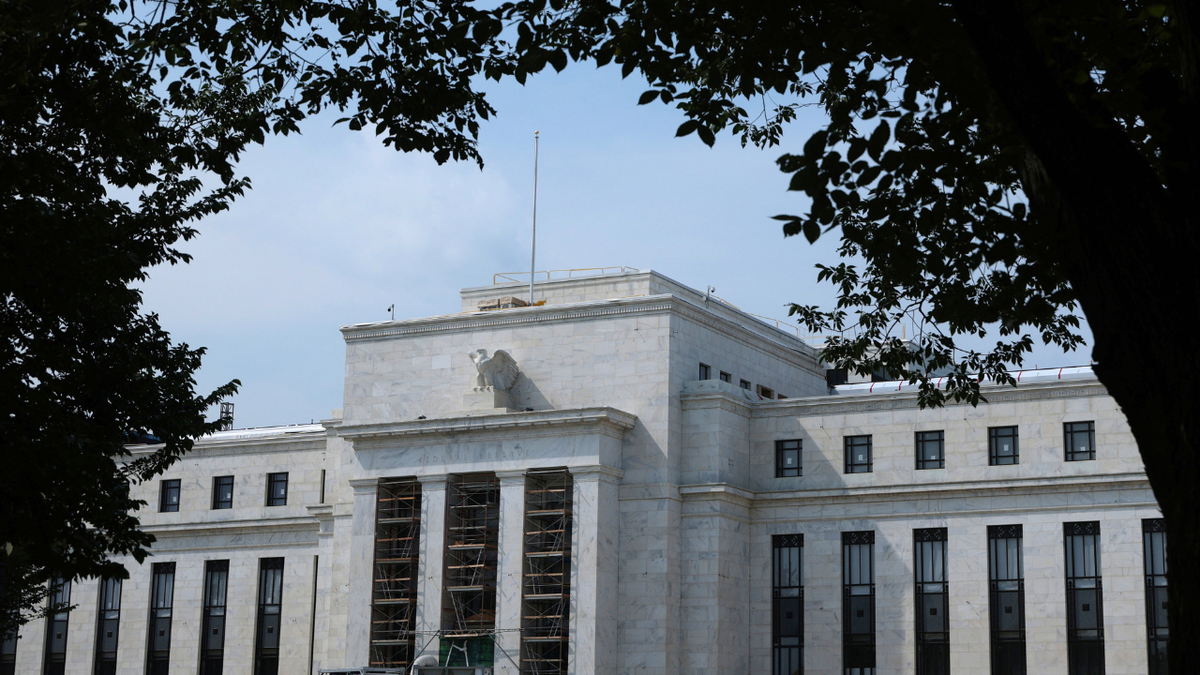 The Marriner S. Eccles Federal Reserve Board Building is seen under construction.