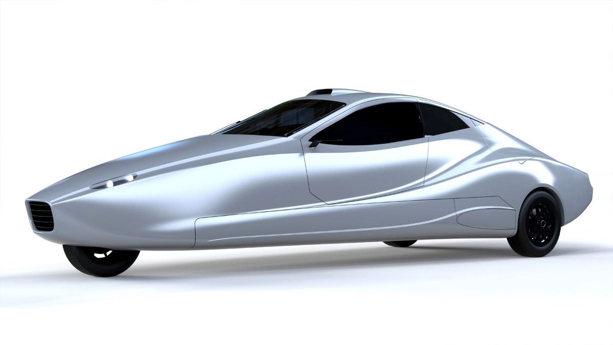 A rendering of a flying car.