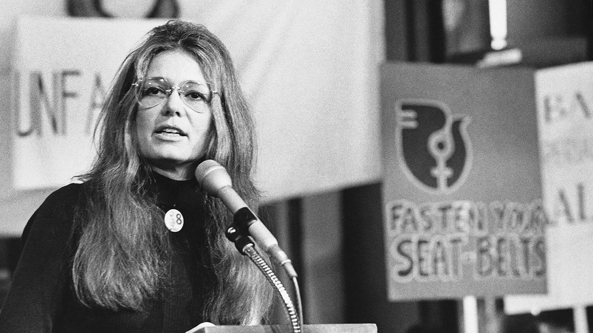 Steinem in the 1970s speaking at a NYC rally