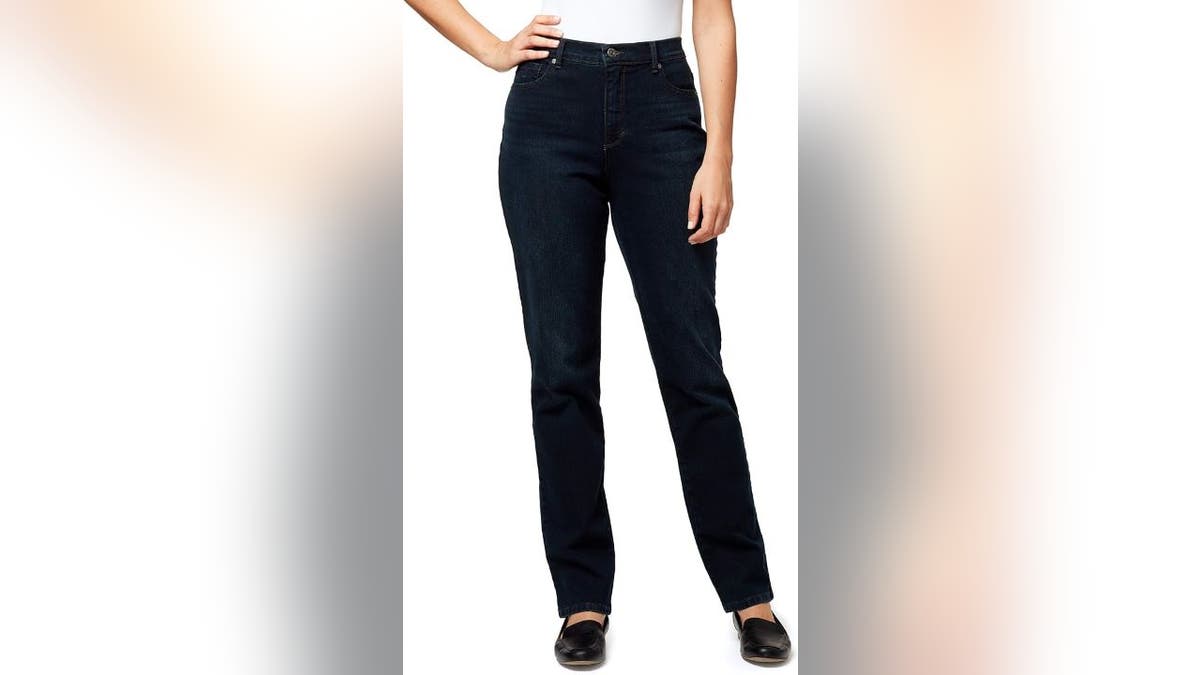 Stretchy denim lets you move freely.