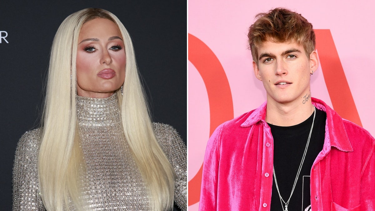 Paris Hilton and Presley Gerber side by side in photos