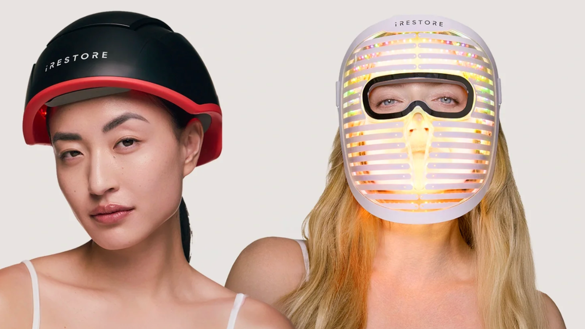 The pair target your face and scalp with red light therapy. 