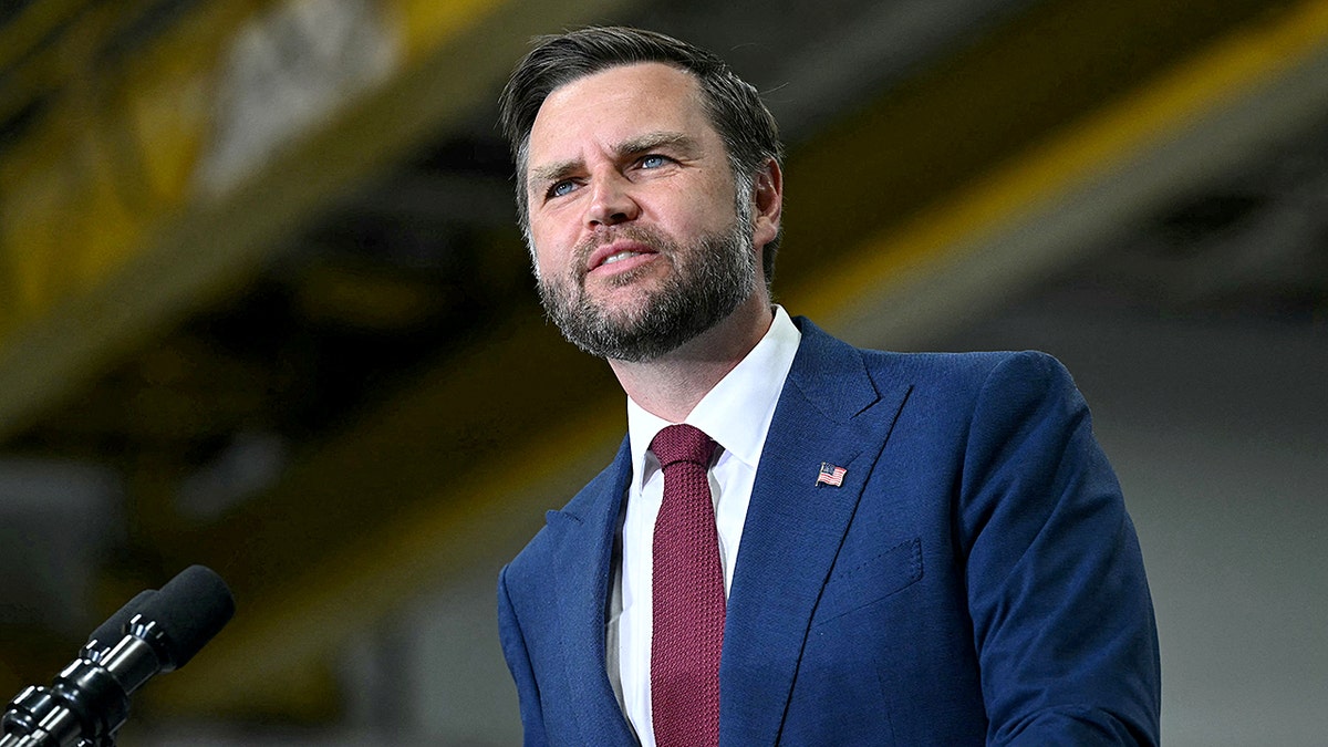US Vice President JD Vance speaks at a MAGA Inc. super PAC event in Sterling Heights