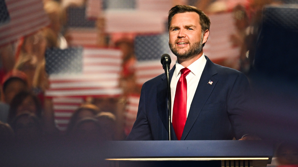 U.S. Vice President JD Vance speaks on stage on the second day of the 2026 Republican National Convention at the American Airlines Center.