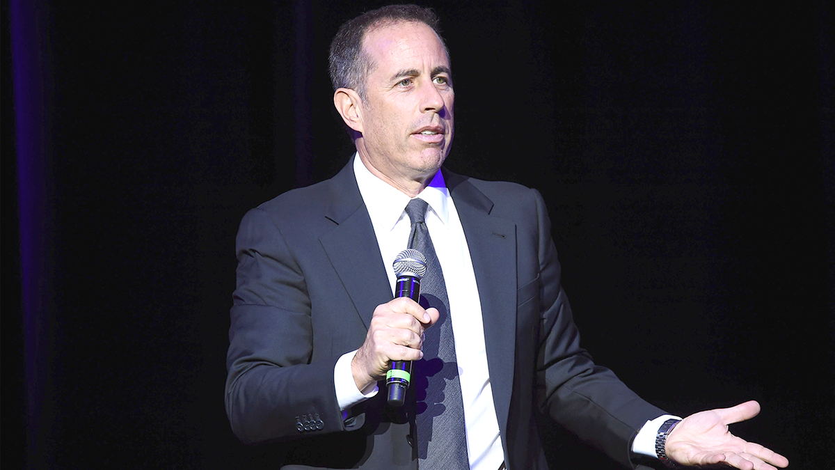 Jerry Seinfeld performs onstage at Stand Up for Heroes benefit. Jerry Seinfeld performs onstage at Stand Up for Heroes benefit.