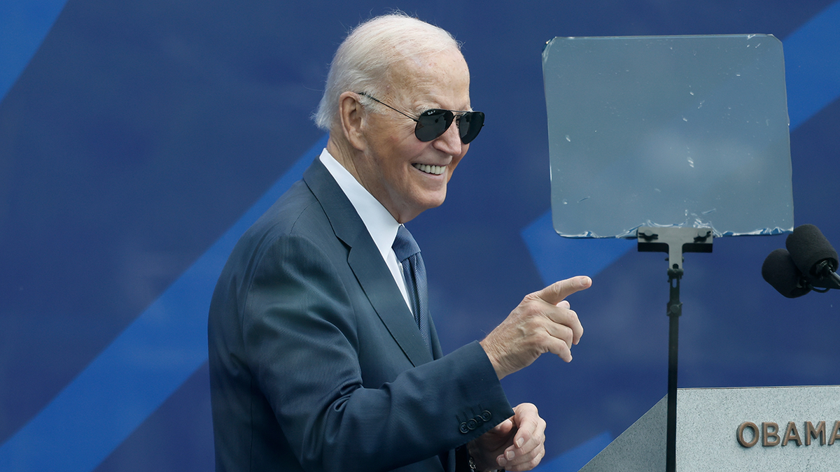 Former U.S. President Joe Biden attends the dedication ceremony for the opening of the Barack Obama Presidential Center, in John Lewis Plaza.
