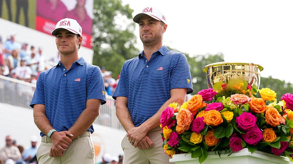 Jackson Koivun of the U.S. Team and Justin Thomas of the U.S. Team