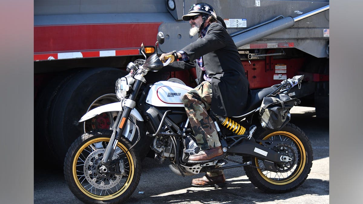Judd Nelson on a motorcycle in West Hollywood in September 2026.