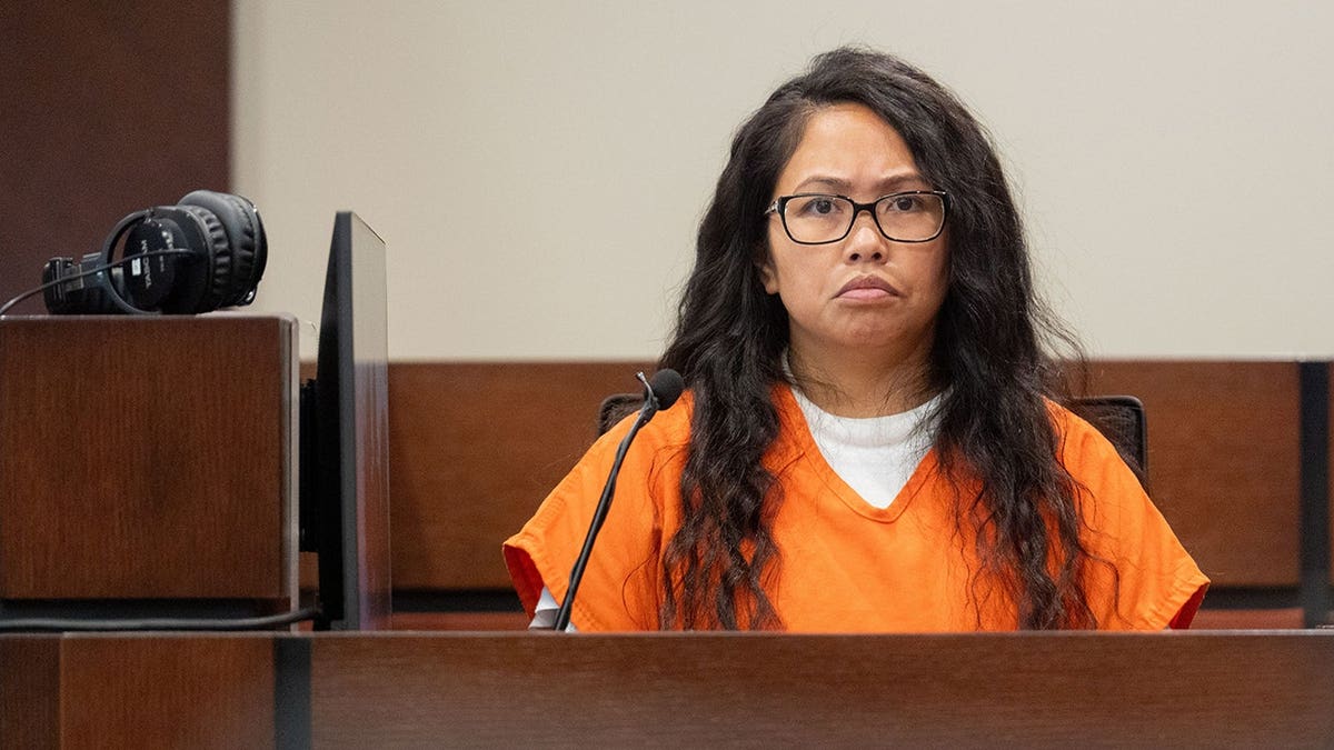 Katherine Magbanua testifies during Donna Adelson's trial in court.