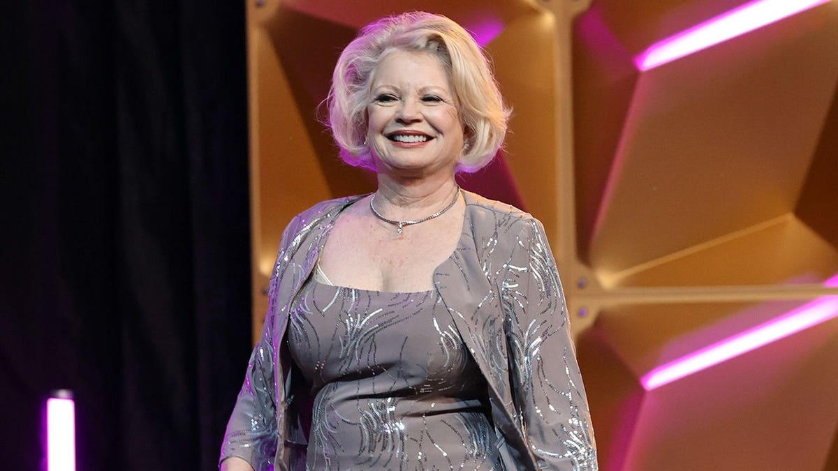 Kathy Garver speaks onstage at the Family Film Awards.