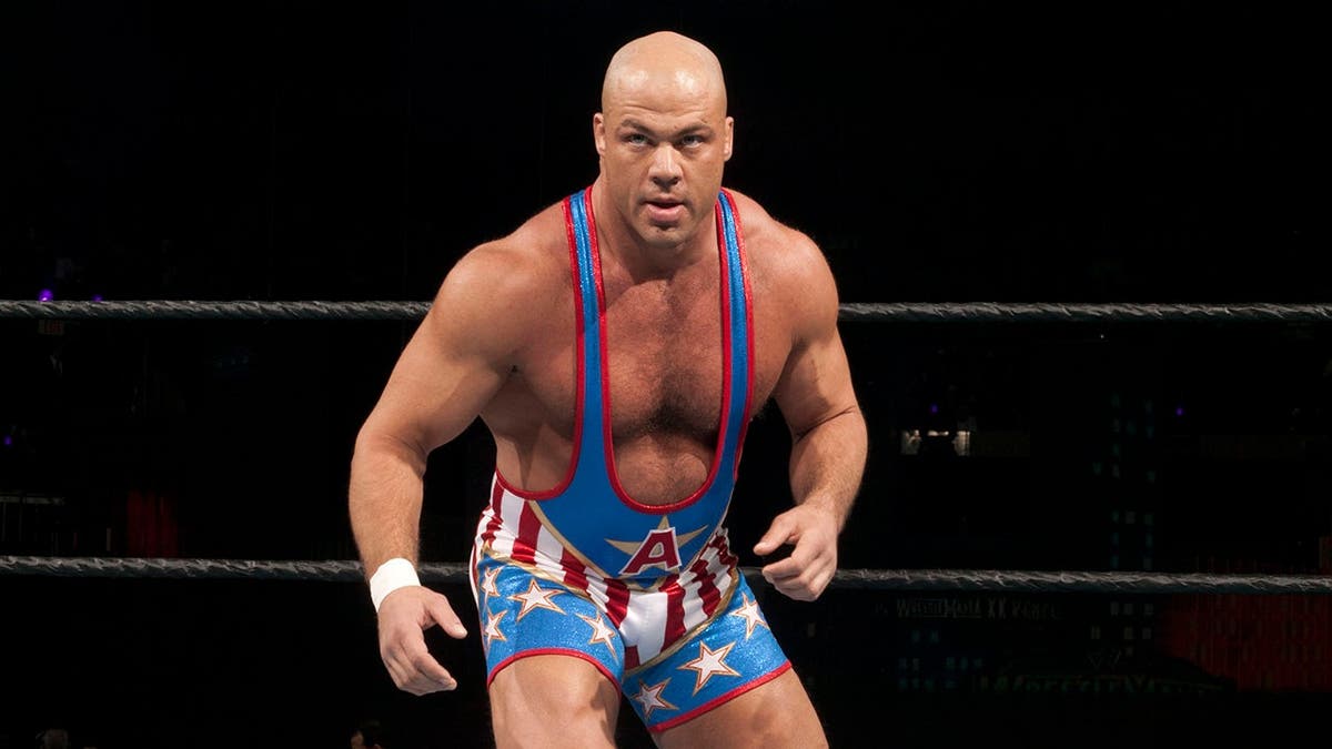 Kurt Angle in action during WrestleMania XX at Madison Square Garden.