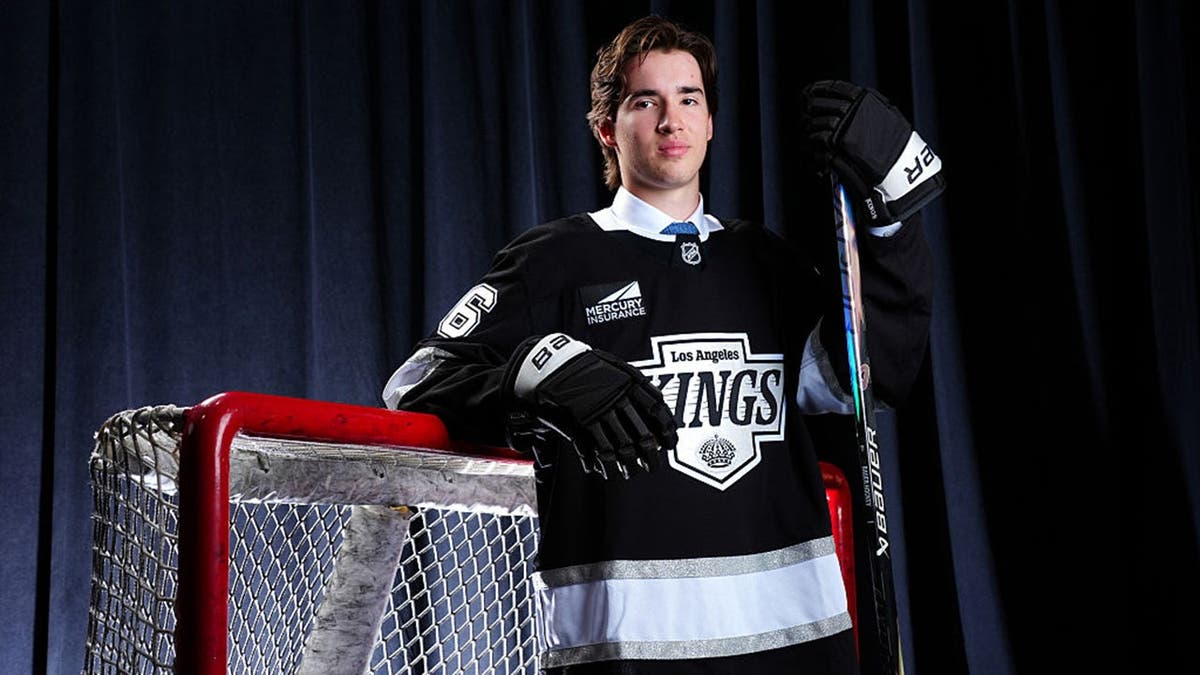 Liam Lefebvre poses for a portrait during the 2026 NHL Draft.